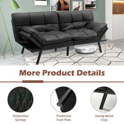 Convertible Futon Sofa Bed Memory Foam Sleeper Couch Modern Loveseat with Adjustable Backrest Armrests