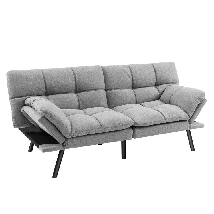 Convertible Futon Sofa Bed Memory Foam Sleeper Couch Modern Loveseat with Adjustable Backrest Armrests