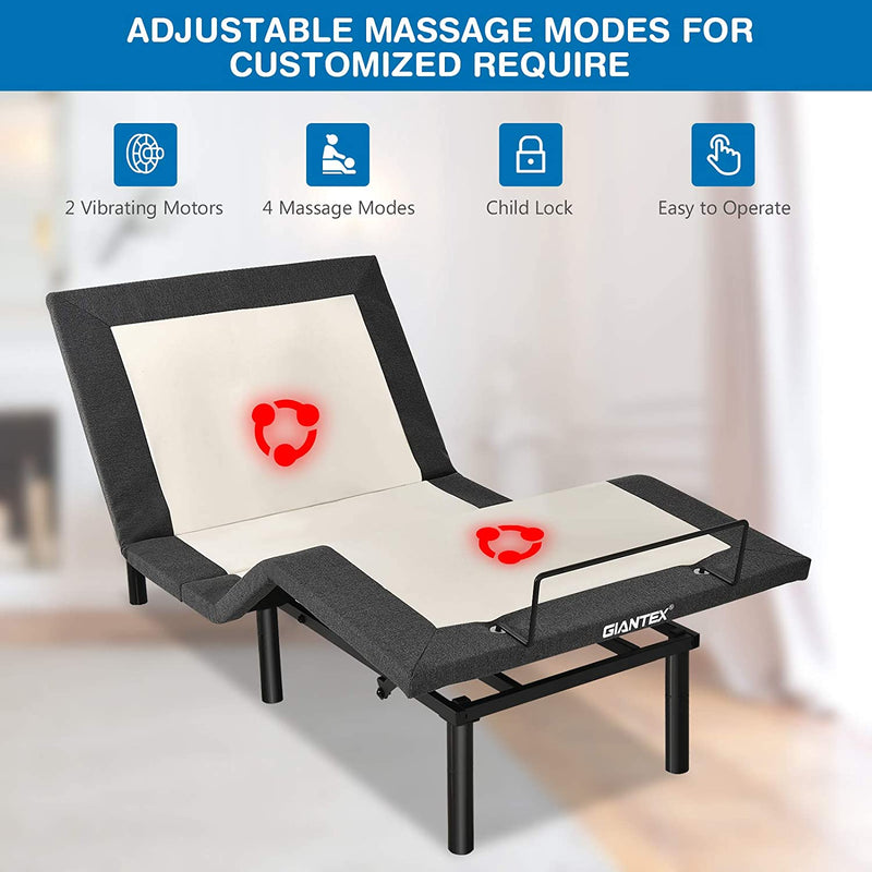 Electric Adjustable Bed Base Zero Gravity Twin/Queen Size Bed Frame with Massage and Remote Control