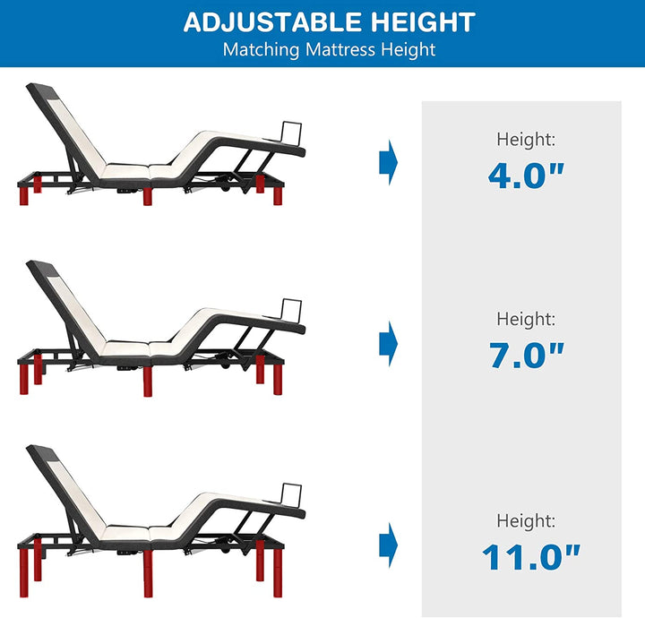 Electric Adjustable Bed Base Zero Gravity Twin/Queen Size Bed Frame with Massage and Remote Control