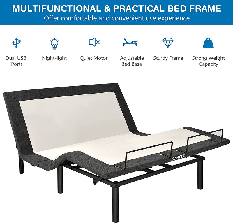 Electric Adjustable Bed Base Zero Gravity Twin/Queen Size Bed Frame with Massage and Remote Control