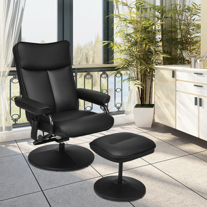 Electric Massage Recliner Chair Faux Leather Swivel Overstuffed Padded Seat Chairs with Remote Control and Ottoman