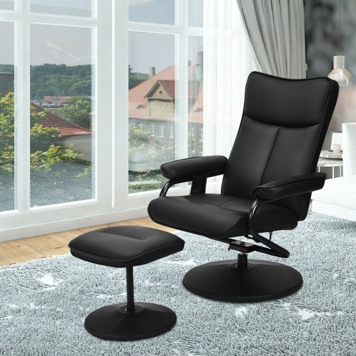 Electric Massage Recliner Chair Faux Leather Swivel Overstuffed Padded Seat Chairs with Remote Control and Ottoman