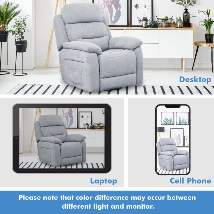 Electric Power Adjustable Recliner Chair Fabric Lift-up Sofa with Remote Control and Side Pocket