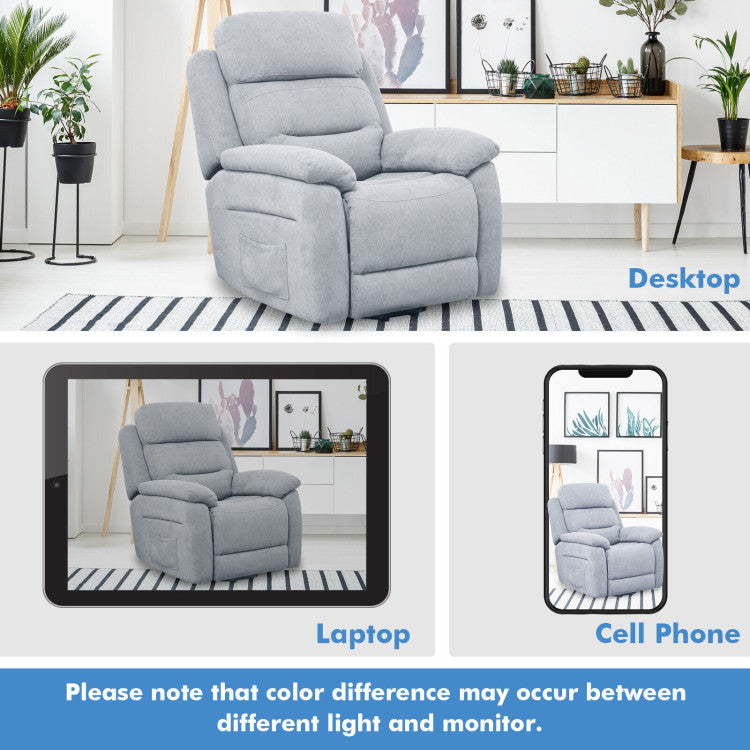 Electric Power Adjustable Recliner Chair Fabric Lift-up Sofa with Remote Control and Side Pocket