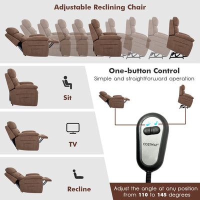 Electric Power Adjustable Recliner Chair Fabric Lift-up Sofa with Remote Control and Side Pocket