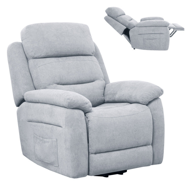 Electric Power Adjustable Recliner Chair Fabric Lift-up Sofa with Remote Control and Side Pocket