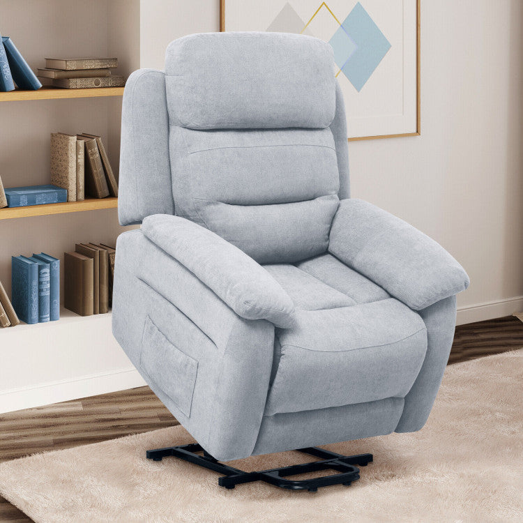 Electric Power Adjustable Recliner Chair Fabric Lift-up Sofa with Remote Control and Side Pocket