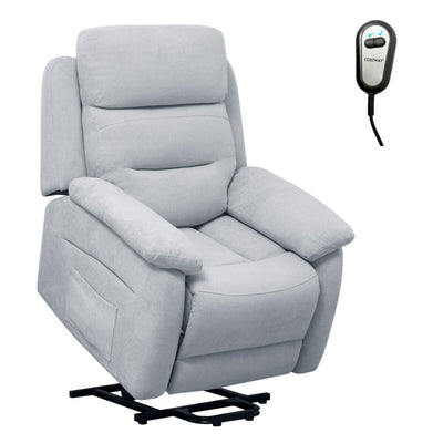 Electric Power Adjustable Recliner Chair Fabric Lift-up Sofa with Remote Control and Side Pocket