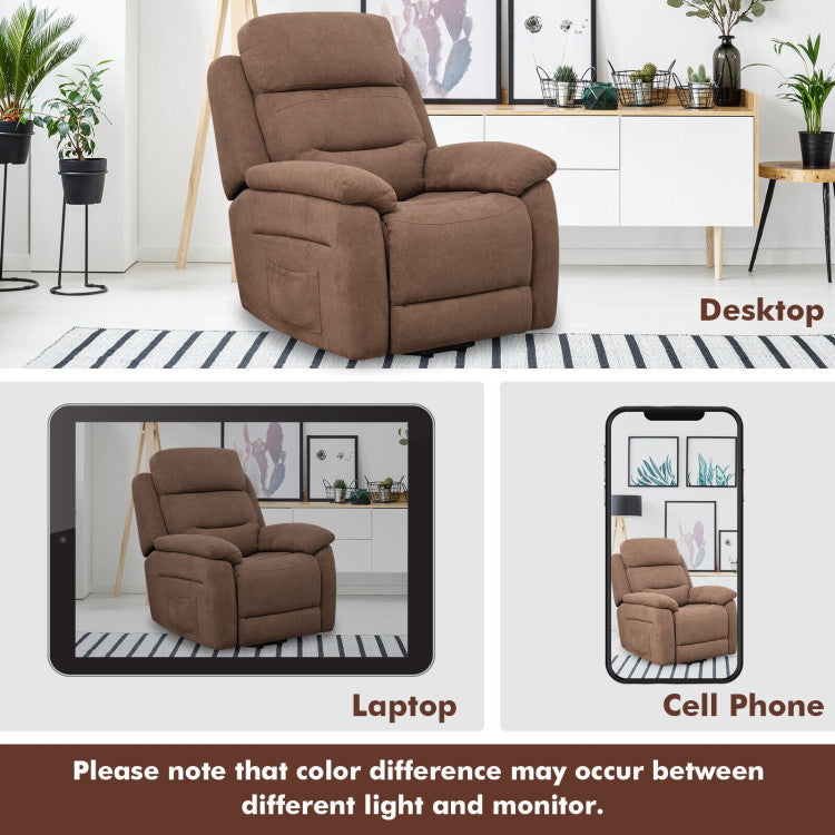 Electric Power Adjustable Recliner Chair Fabric Lift-up Sofa with Remote Control and Side Pocket