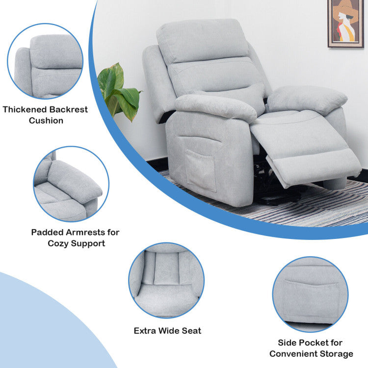 Electric Power Adjustable Recliner Chair Fabric Lift-up Sofa with Remote Control and Side Pocket