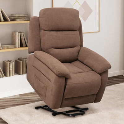 Electric Power Adjustable Recliner Chair Fabric Lift-up Sofa with Remote Control and Side Pocket