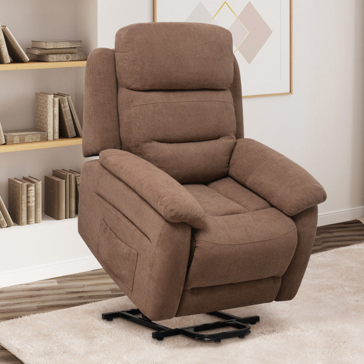 Electric Power Adjustable Recliner Chair Fabric Lift-up Sofa with Remote Control and Side Pocket