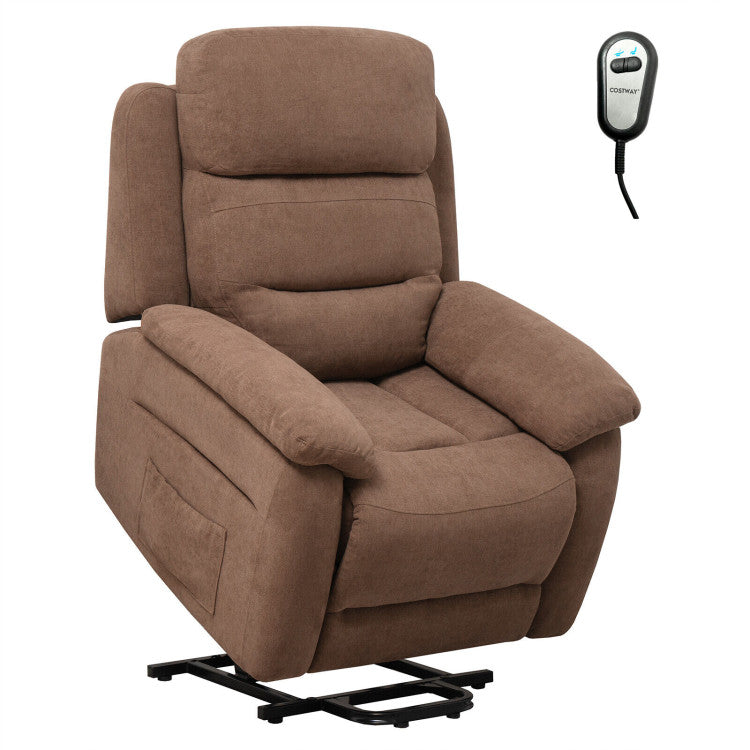 Electric Power Adjustable Recliner Chair Fabric Lift-up Sofa with Remote Control and Side Pocket