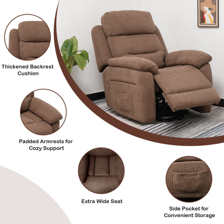 Electric Power Adjustable Recliner Chair Fabric Lift-up Sofa with Remote Control and Side Pocket