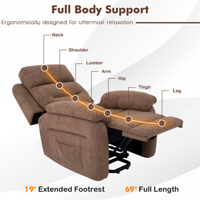 Electric Power Adjustable Recliner Chair Fabric Lift-up Sofa with Remote Control and Side Pocket