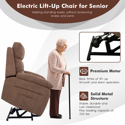 Electric Power Adjustable Recliner Chair Fabric Lift-up Sofa with Remote Control and Side Pocket