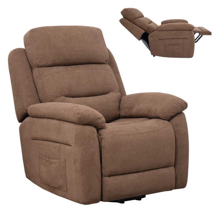 Electric Power Adjustable Recliner Chair Fabric Lift-up Sofa with Remote Control and Side Pocket