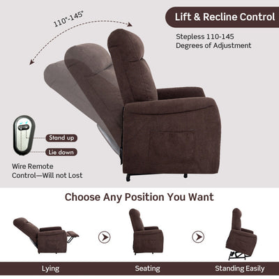 Electric Power Lift-up Recliner Adjustable Massage Chair with Remote Control and Side Storage Pocket for Elderly