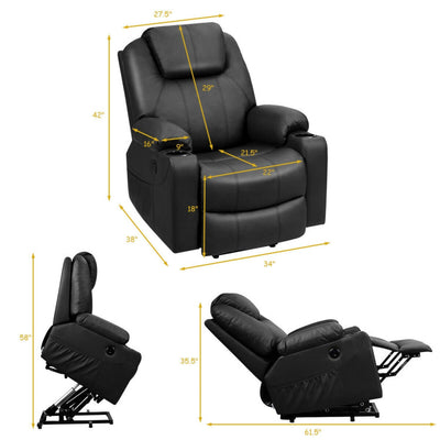 Electric Power Lift Recliner Massage Chair Leather Sofa with 8 Vibrating Nodes and 5 Massage Modes