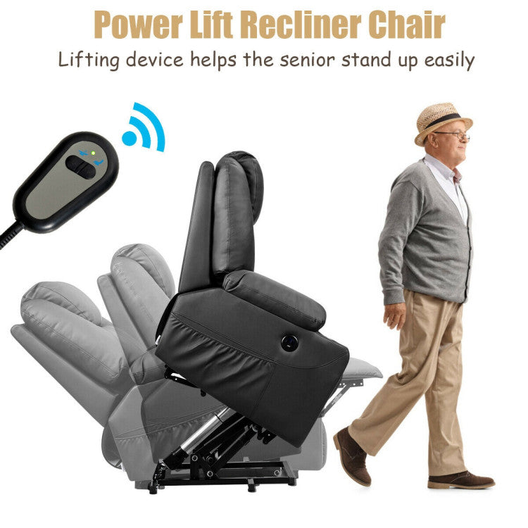 Electric Power Lift Recliner Massage Chair Leather Sofa with 8 Vibrating Nodes and 5 Massage Modes