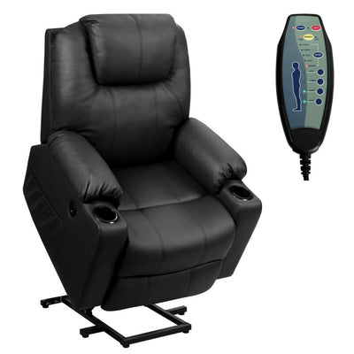 Electric Power Lift Recliner Massage Chair Leather Sofa with 8 Vibrating Nodes and 5 Massage Modes