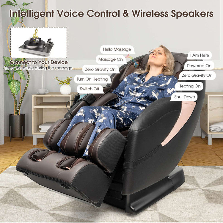 Electric Shiatsu Massage Chair Zero Gravity SL-Track Massage Recliner with Wireless Speaker and Intelligent Voice Control