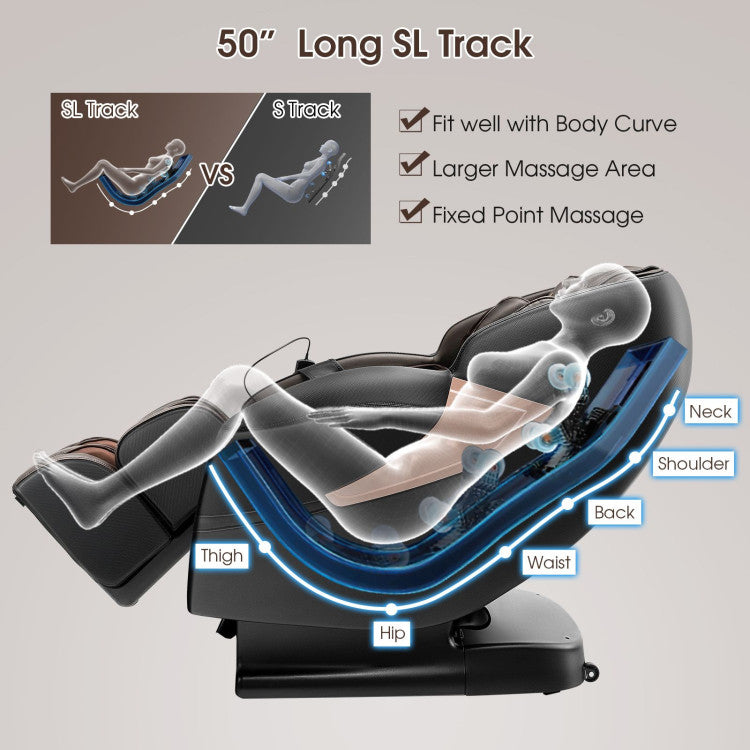 Electric Shiatsu Massage Chair Zero Gravity SL-Track Massage Recliner with Wireless Speaker and Intelligent Voice Control