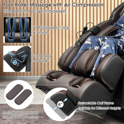 Electric Shiatsu Massage Chair Zero Gravity SL-Track Massage Recliner with Wireless Speaker and Intelligent Voice Control