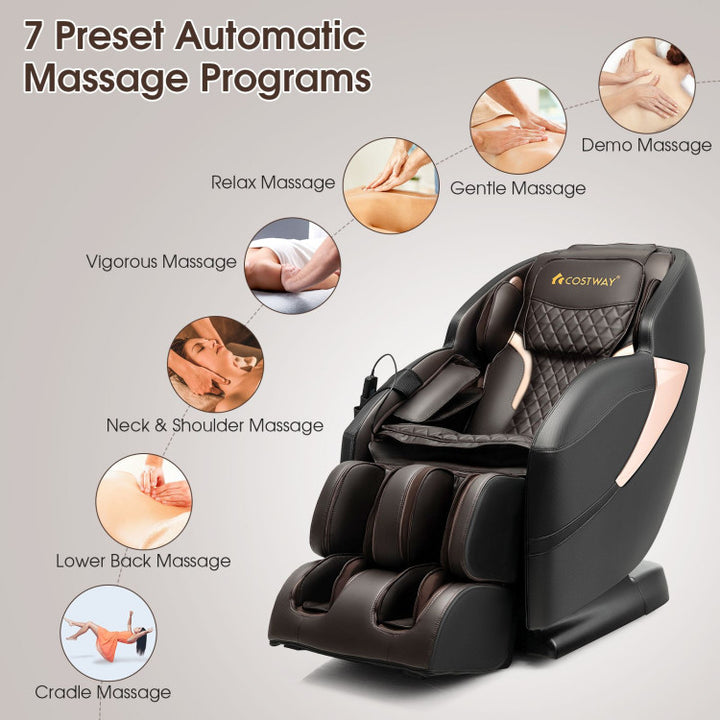 Electric Shiatsu Massage Chair Zero Gravity SL-Track Massage Recliner with Wireless Speaker and Intelligent Voice Control