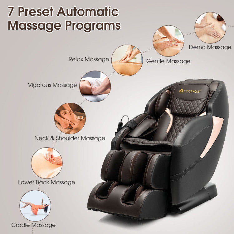 Electric Shiatsu Massage Chair Zero Gravity SL-Track Massage Recliner with Wireless Speaker and Intelligent Voice Control