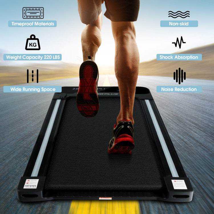 Electric Treadmill Walking Pad Under Desk Treadmill with Touchable LED Display and Wireless Remote Control