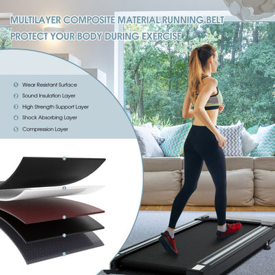 Electric Treadmill Walking Pad Under Desk Treadmill with Touchable LED Display and Wireless Remote Control