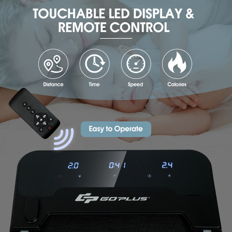 Electric Treadmill Walking Pad Under Desk Treadmill with Touchable LED Display and Wireless Remote Control