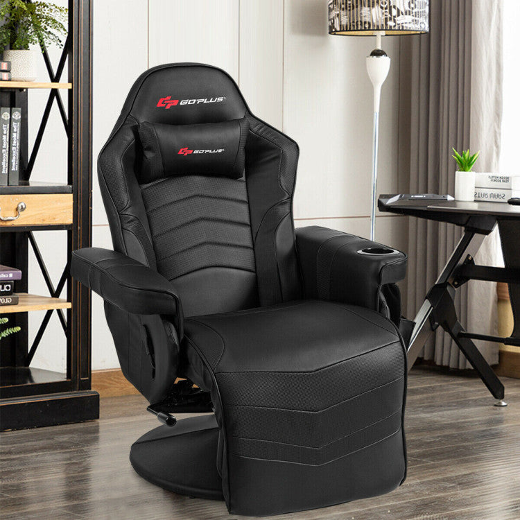 Gaming Chair Computer Massage Chair Reclining Office Chair with Footrest  Lumbar Massage Support Adjustable High Back PU Leather Ergonomic Game Chair