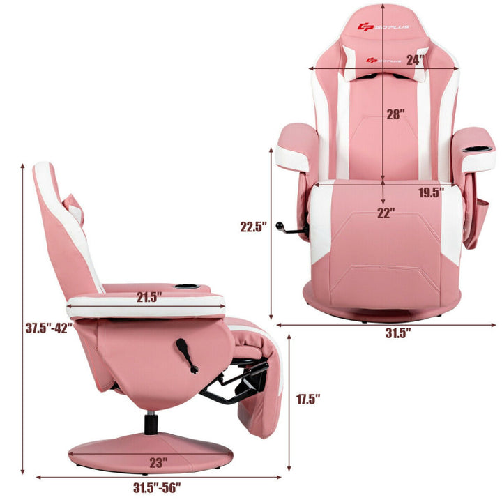 Ergonomic High Back PU Leather Computer Office Chair Swivel Massage Gaming Recliner with Adjustable Backrest and Footrest