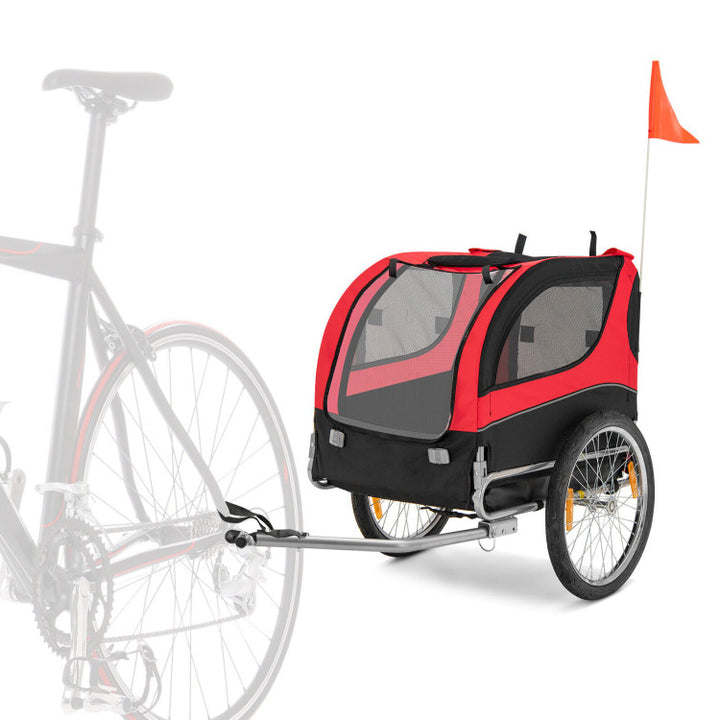 Foldable Dog Bike Trailer 2-in-1 Pet Cart with 3 Zipped Doors and 2 Mesh Windows