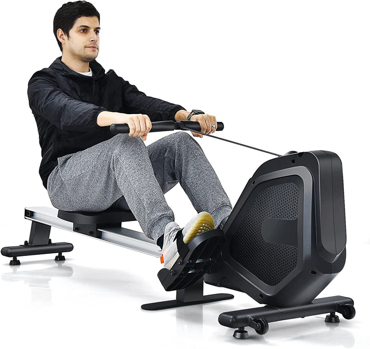 Foldable Magnetic Rowing Machine Full-Body Exercise Rower with 8 Level Adjustable Resistance and Digital Monitor for Gym Office Home
