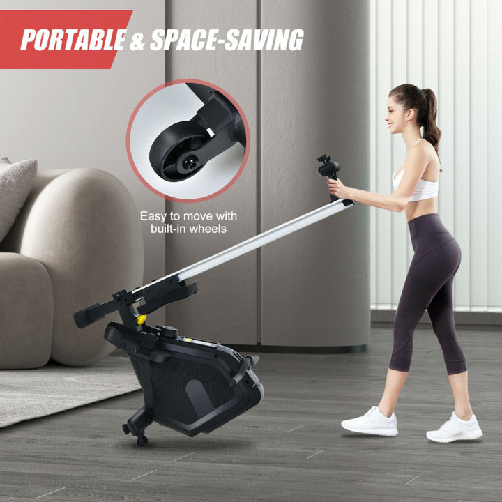 Foldable Magnetic Rowing Machine Full Body Exercise Rower with LCD Monitor and 8 Level Adjustable Resistance