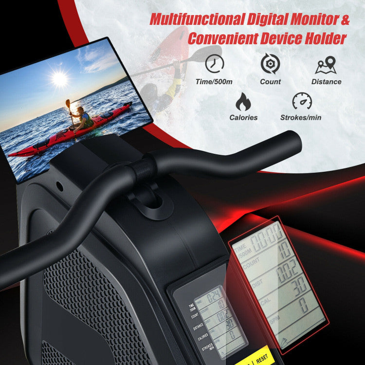 Foldable Magnetic Rowing Machine Full Body Exercise Rower with LCD Monitor and 8 Level Adjustable Resistance