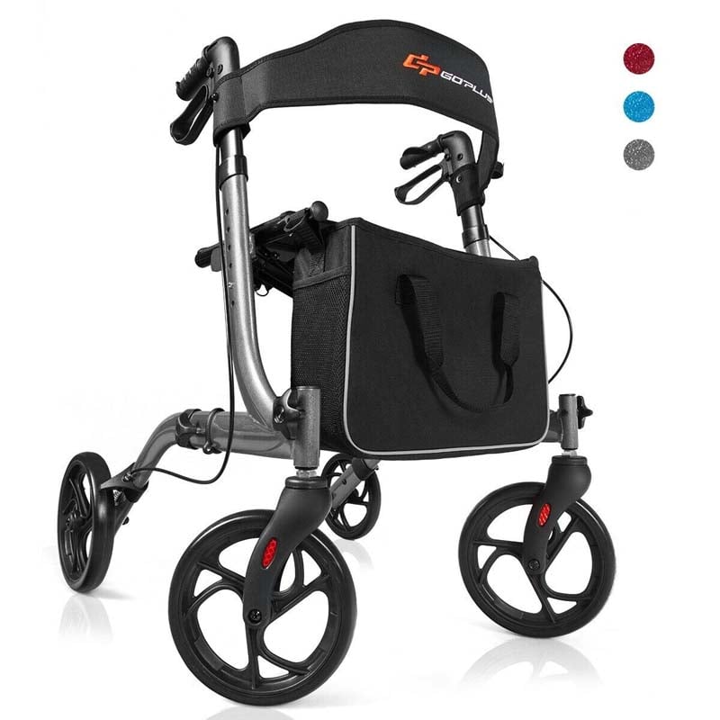 Folding Rollator Walkers Lightweight Medical Drive Walker Mobility Walking Aid with Adjustable Handle and Storage Bag