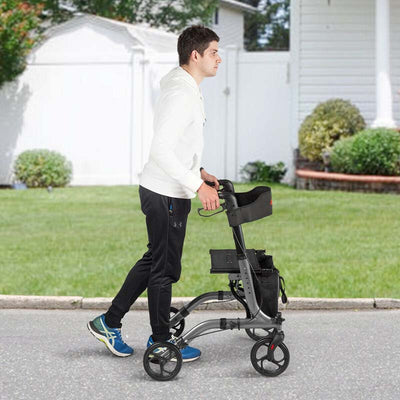 Folding Rollator Walkers Lightweight Medical Drive Walker Mobility Walking Aid with Adjustable Handle and Storage Bag