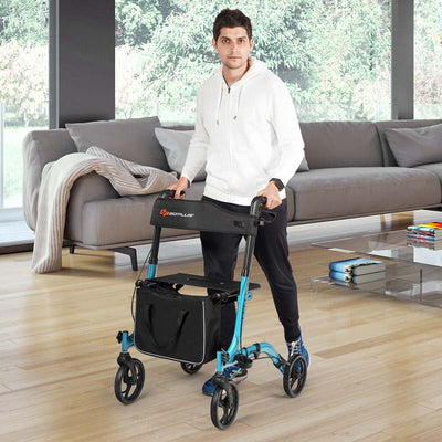 Folding Rollator Walkers Lightweight Medical Drive Walker Mobility Walking Aid with Adjustable Handle and Storage Bag