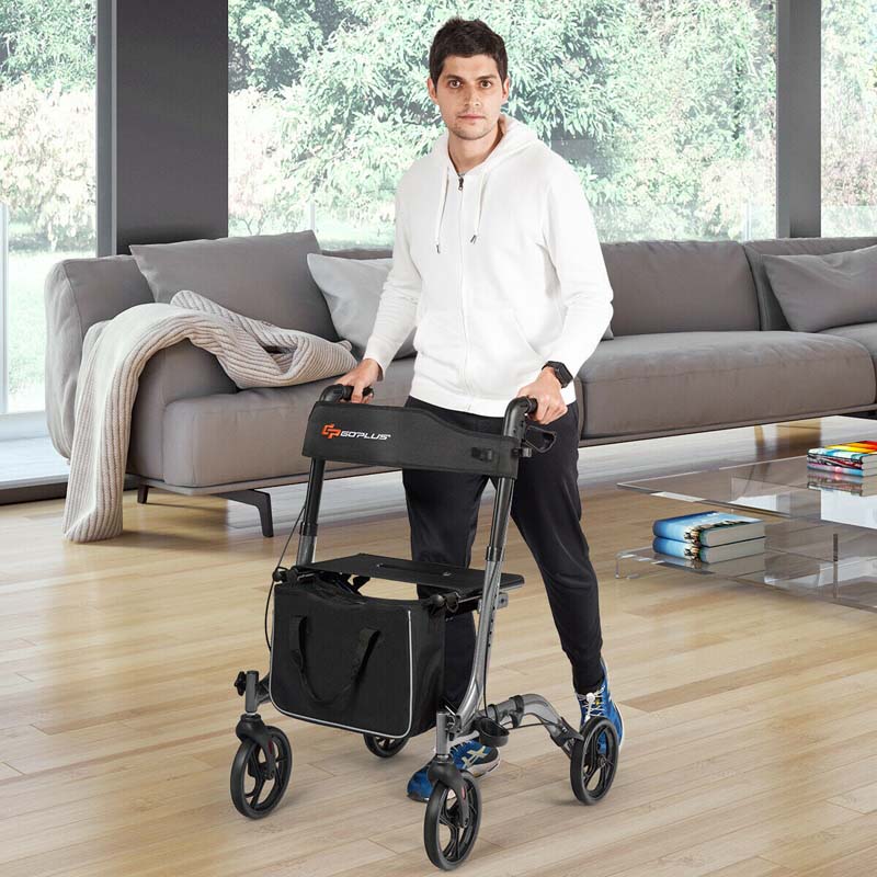 Folding Rollator Walkers Lightweight Medical Drive Walker Mobility Walking Aid with Adjustable Handle and Storage Bag