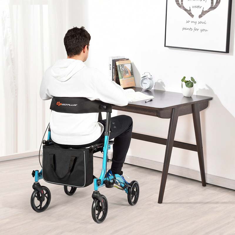 Folding Rollator Walkers Lightweight Medical Drive Walker Mobility Walking Aid with Adjustable Handle and Storage Bag