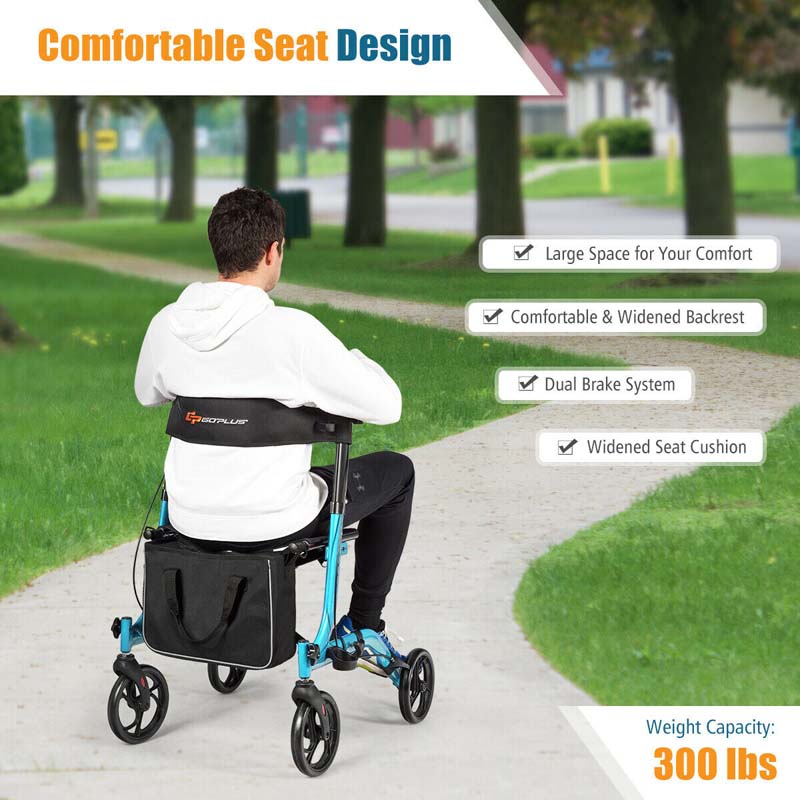 Folding Rollator Walkers Lightweight Medical Drive Walker Mobility Walking Aid with Adjustable Handle and Storage Bag