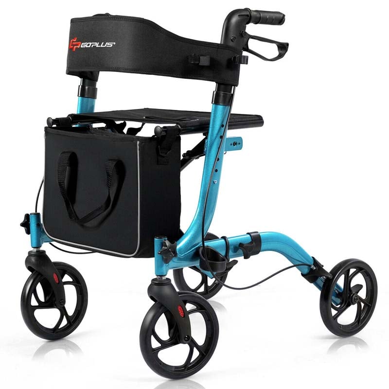 Folding Rollator Walkers Lightweight Medical Drive Walker Mobility Walking Aid with Adjustable Handle and Storage Bag