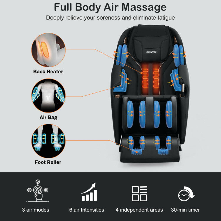 Full Body SL Track Massage Chair Zero Gravity Massage Recliner with Remote Control and Built-in Speaker