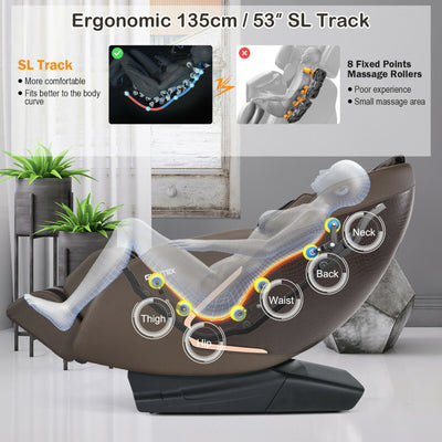 Full Body SL Track Massage Chair Zero Gravity Massage Recliner with Remote Control and Built-in Speaker