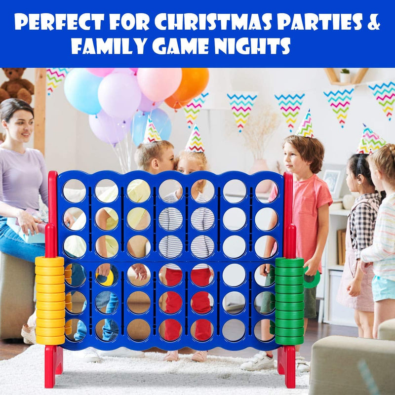 Jumbo 4-to-Score Giant Puzzle Game Set with 42 Jumbo Rings and Quick-Release Slider for Kids and Adults